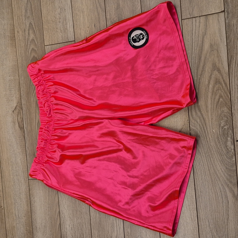 SLICK IT UP New York Solid Metallic Hot Pink‎ Sz M / L Mens Athletic Shorts RARE